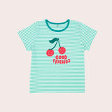 Stripe Cherry Good Friends Tee- Bayberry SS22