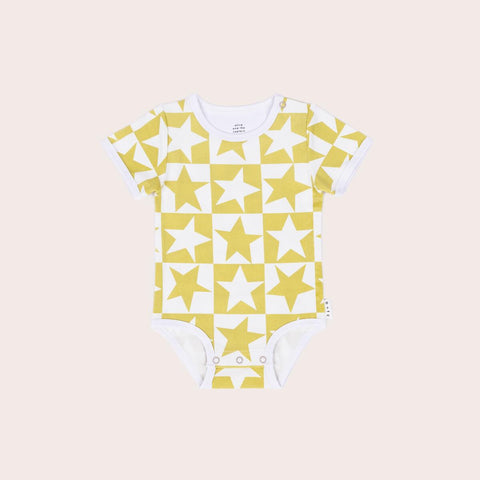 Super Stars Short Sleeve Bodysuit- Yellow SS22