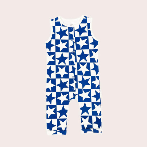 Super Stars Sleeveless Romper- Blue Stars SS22