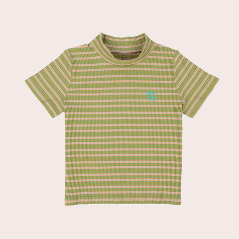 Retro Stripe Mock Neck Tee- Retro SS22
