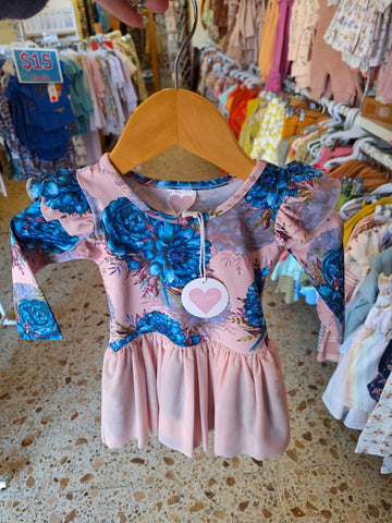 Blue Peony L/S Frill Tutu Dress