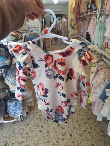 Ivory Floral L/S Frill Leopard AW17