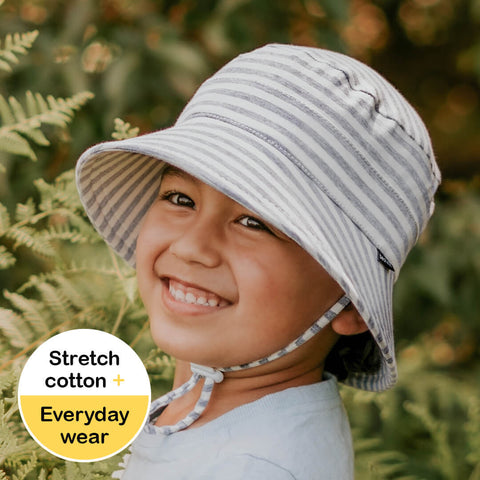 Boys Classic Bucket Sun Hat- Grey Stripe SS23