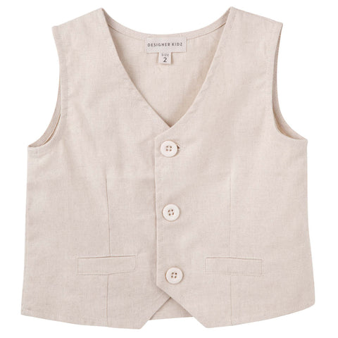 FINLEY LINEN VEST - SAND SS24