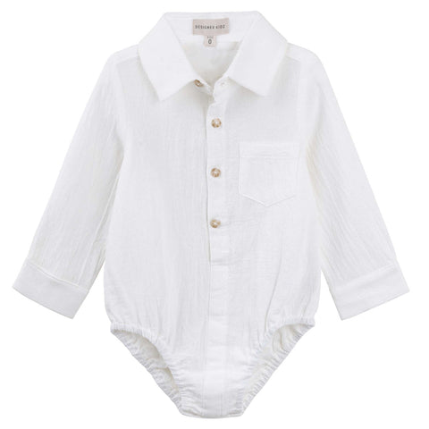 ARCHIE L/S BUTTON ROMPER - IVORY SS24