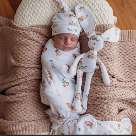 Easter Organic Jersey Wrap & Beanie Set