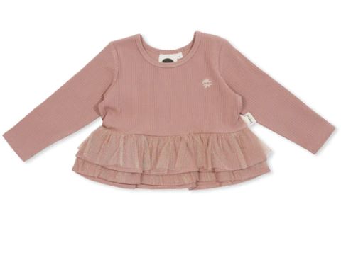 Old Rose Rib Peplum Tee AW23