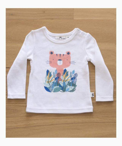 Jungle Cat Long Sleeve Tee- White