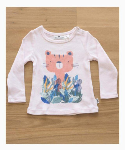 Jungle Cat Long Sleeve Tee- pink