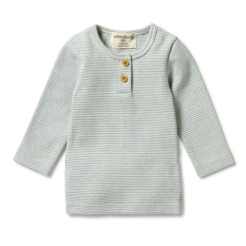 Bluestone Organic Stripe Rib Henley Top AW23