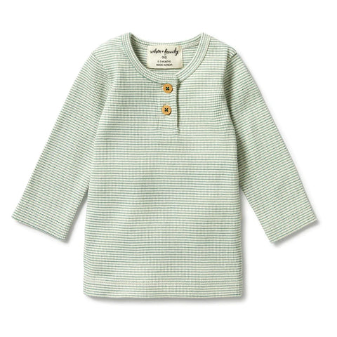 Deep Sea Organic Stripe Rib Henley Top AW23