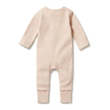 Rose Organic Stripe Rib Zipsuit with feet AW23