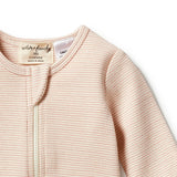 Rose Organic Stripe Rib Zipsuit with feet AW23