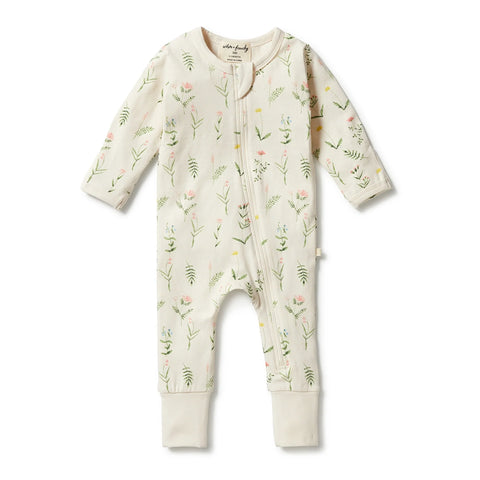 Wild Flower Organic Zipsuit with feet AW23