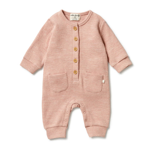 Peach Organic Waffle Pocket Growsuit AW23