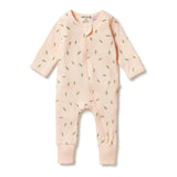 Falling Leaf Organic Rib Zipsuit with feet AW23