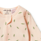 Falling Leaf Organic Rib Zipsuit with feet AW23