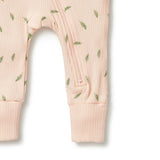 Falling Leaf Organic Rib Zipsuit with feet AW23