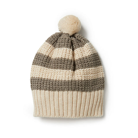 Dark Ivy Knitted Stripe Hat AW23
