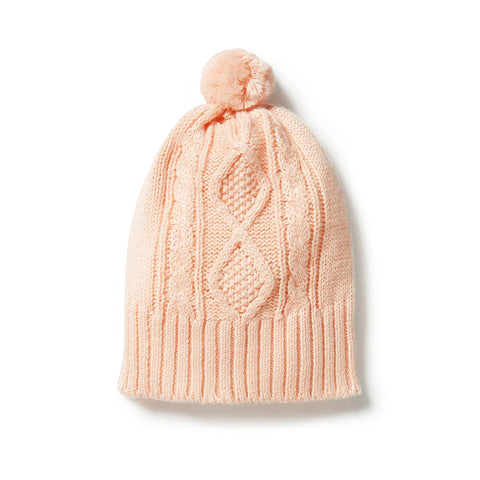 Blush Knitted Mini Cable Hat AW23