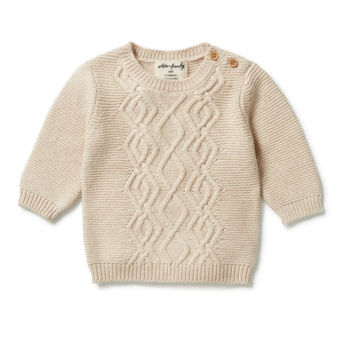 Oatmeal Melange Knitted Cable Jumper AW23