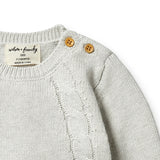 Grey Melange Knitted Mini Cable Jumper AW23