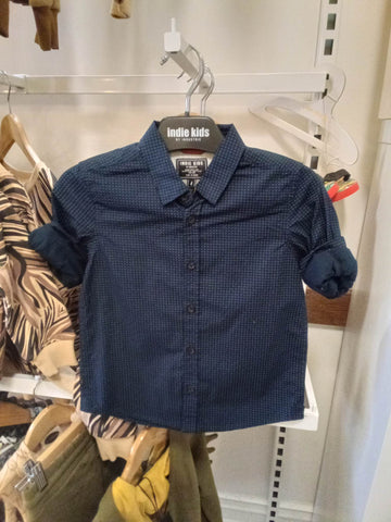 Mini Paisley LS Shirt- Navy