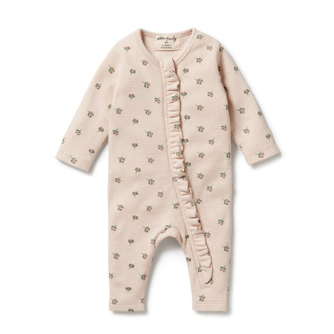 Emily Floral Organic Waffle Ruffle Zipsuit AW24