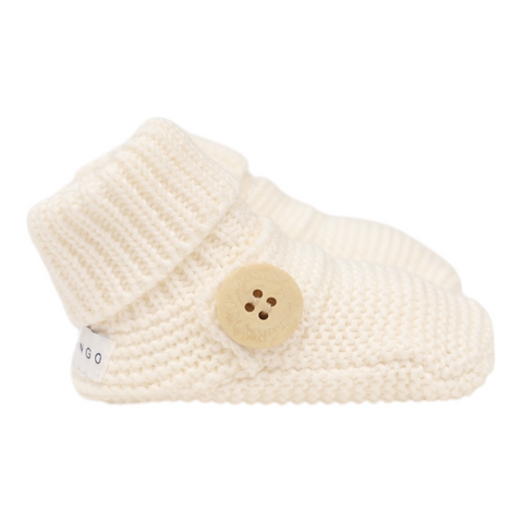 Cotton Knit Button Bootie with gift box white AW25