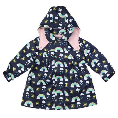 Sunshine & Rainbows Polar Fleece Lined Raincoat Peacoat AW24