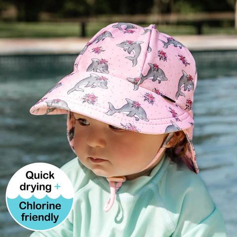 Girls Swim Legionnaire Flap Beach Hat- Dolphin SS25