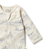 Sail Away Organic Zipsuit with Feet AW24