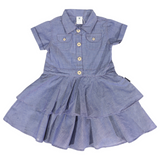 Chambray Tiered Swing Dress Dark SS25