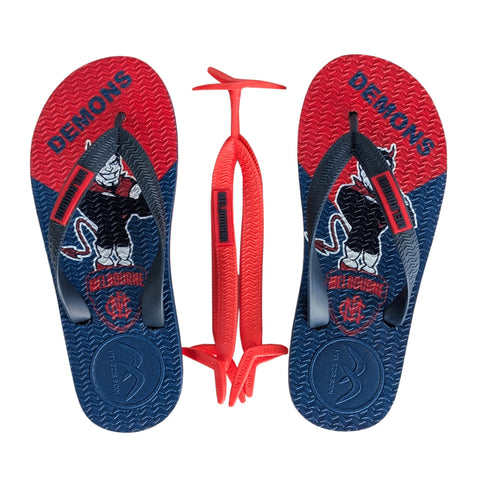 AFL - Melbourne Demons KIDS Thongs + Additional Straps