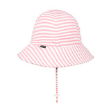 Girls Kids Ponytail Bucket Sun Hat- Pink Stripe SS25