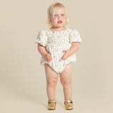 Lily Puff Sleeve Romper - Ecru Floral SS25