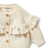 Ecru Knitted Ruffle Cardigan AW24