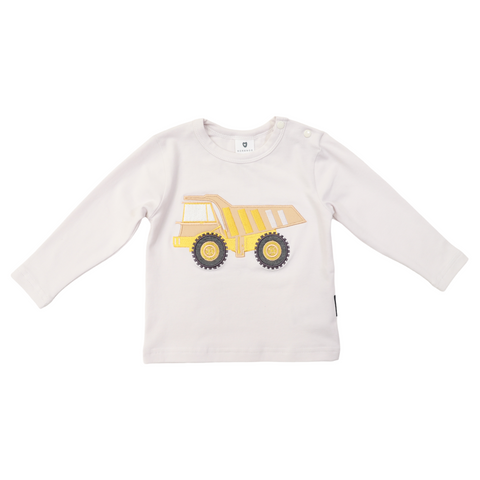 Long Sleeve Applique Truck Tee Grey AW24