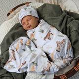 Wild Horses Organic Jersey Wrap & Beanie Set