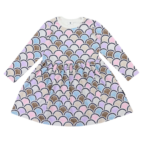 Cotton Arch Print Dress- Blue AW25
