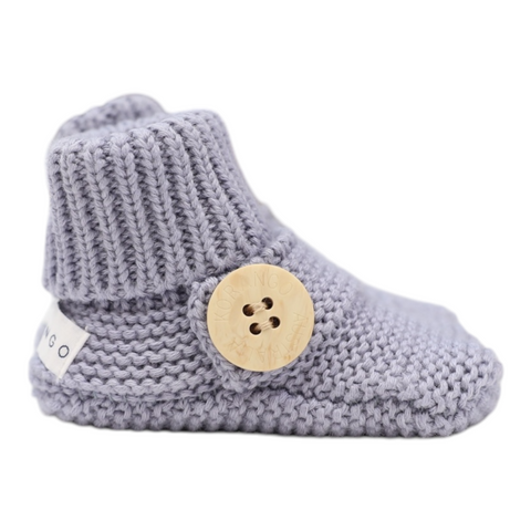 Cotton Knit Button Bootie with gift box dusty blue AW25