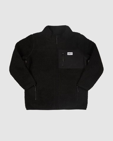 District Kids Half Pile Fleece Jackets- Black AW25