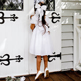 Noa Puff Sleeve Bow Back Dress - Ivory SS25