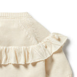 Ecru Knitted Ruffle Cardigan AW24