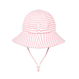 Girls Kids Ponytail Bucket Sun Hat- Pink Stripe SS25