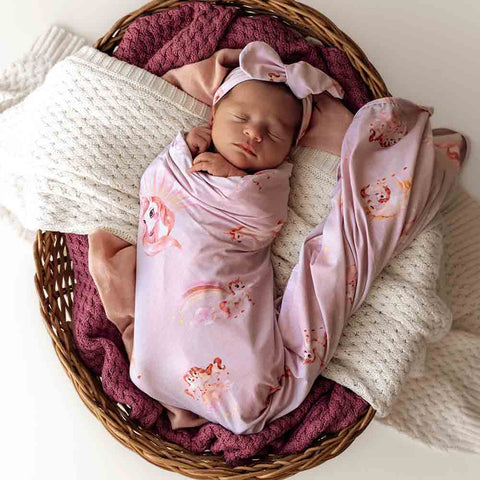 Unicorn Organic Jersey Wrap & Topknot Set