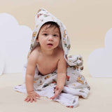 Diggers & Tractors Organic Hooded Baby Towel