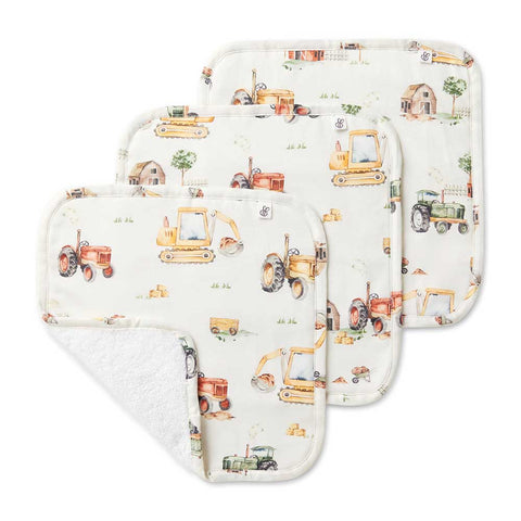 Diggers & Tractors Organic Wash Cloths- 3pack