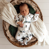 Trains Organic Snuggle Sleepsuit Zip Footie