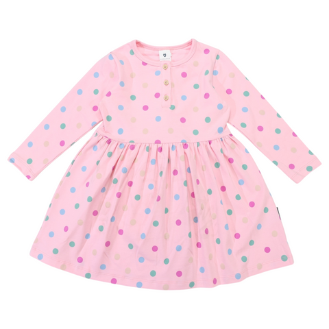 Polkadot cotton Dress- Pink AW25